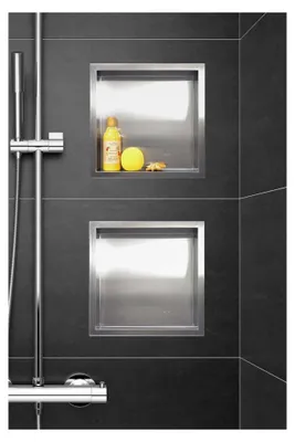 Produktbild von DUSCHE für das Badezimmer Edelstahl Duschnische 30x30x7 cm, wasserdichte Nische für Badutensilien, flexibler Einbau ohne Fliesen