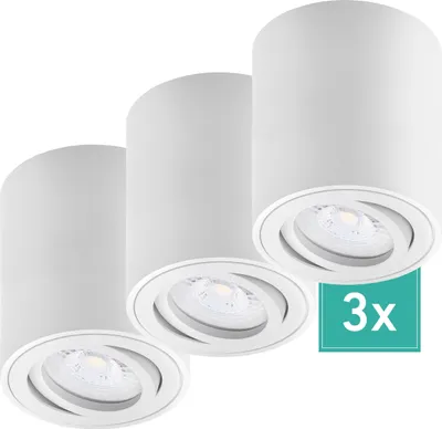 Produktbild von 3er Set Oktaplex Aufbaustrahler Alu schwenkbar dimmbar inkl. LED Modul 3000K warmweiß - Aufbauspot weiß