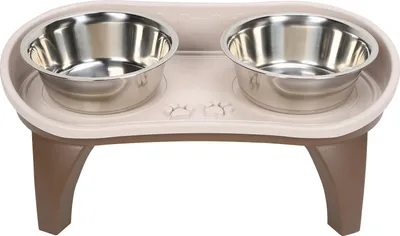Immagine prodotto di Vassoio per ciotola per cani, tavolo da pranzo per animali domestici, doppio distributore di cibo in acciaio inossidabile, antiscivolo