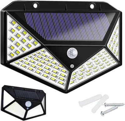 Produktbild von 2er 100 LEDs Solarlampe Bewegungsmelder Leuchte Wandleuchte Außen Sensorlicht