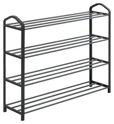 Produktbild von Schuhregal 4 Ebenen für 16 Paar Schuhe | Schwarz | 19,5x79x62cm