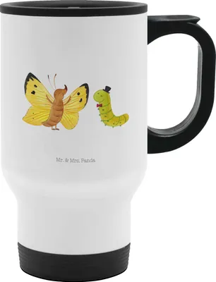 Produktbild von Mr. & Mrs. Panda Isolierbecher Raupe Schmetterling - Weiß - Geschenk, Thermobecher, Entwicklung, Zitronenfalter, Kaffeebecher To Go, Tiere, To-Go-Becher, thermosbecher