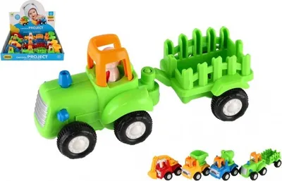 Zdjęcie produktu dla Plastikowy samochód budowlany i rolniczy 10-16 cm na kole zamachowym - mix wariantów i kolorów