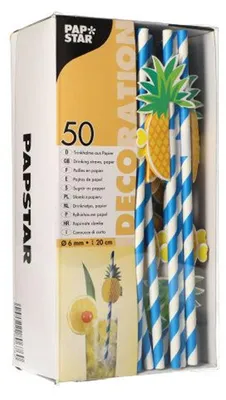 Obrázek produktu pro Papstar brčka na pití z papíru s dekorem ananasu 20 cm 50 kusů