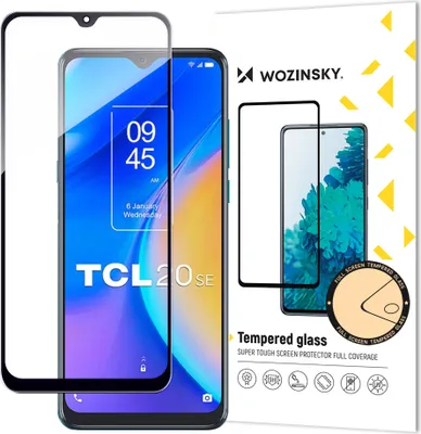 Produktbild von Wozinsky Voll Kleber gehärtetes Glas Tcl 20 Se 9H ganze Bildschirm mit schwarzem Rahmen