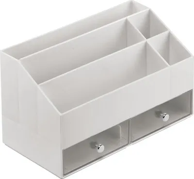 Produktbild von Aufbewahrungsbox 2 Schubladen 5 Fächern mDesign hellgrau/transparent