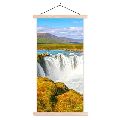 Produktbild von MuchoWow® Textilposter Wasserfall - Wasser - Natur 60x120 cm mit holzfarbenen Rahmen - Holz