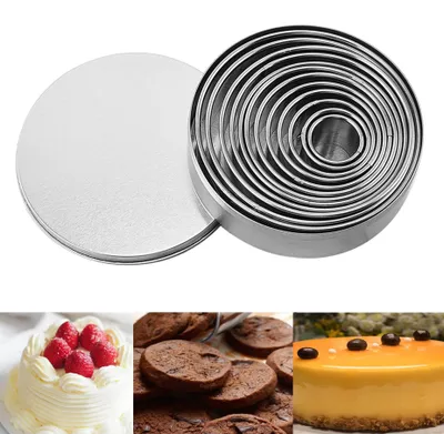 Productafbeelding van Set van 12 ronde uitsteekvormen, metalen uitsteekvormen, ringvormen voor taarten en donuts, ronde uitsteekvormen voor fondanttaarten
