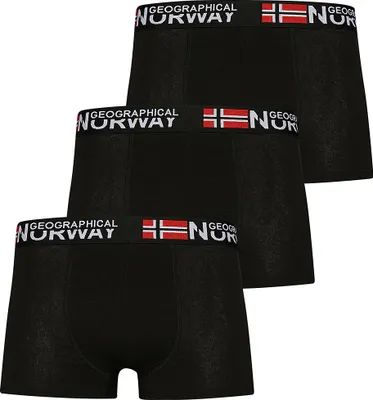 Produktbild von 2XL|Geographical Norway Herren Boxershorts 3er-Pack schwarz Pack-3-Black
