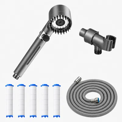 Duschkopf-Set mit 3 Strahlarten, Pausetaste und 5 Ersatzfiltern