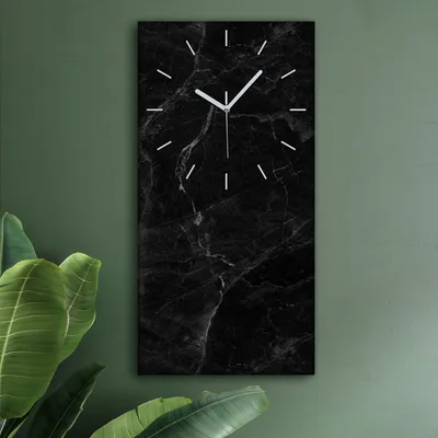 Produktbild von Wohnzimmer Leinwand Uhr Geräuschlos Küche 30x60 Schwarzer, Marmor, Textur, weiße Zeiger