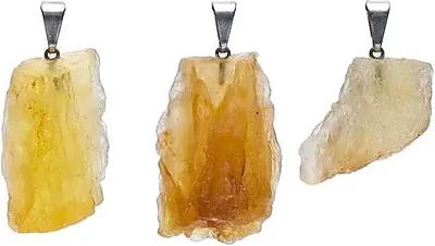 Obrázek produktu pro Přívěsek z hrubého drahokamu se žlutým fluoritem -- balení 3 ks - ± 2,5 cm