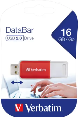Zdjęcie produktu dla Pamięć Verbatim USB 2.0 16 GB, DataBar, czerwona