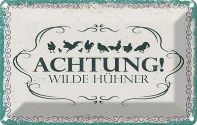 Produktbild von vianmo Blechschild 20x30 cm Achtung Wilde Hühner Tier Haustier