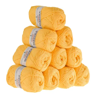 Produktbild von 10 x 50g Strickgarn Terezka 100% Baumwolle Baumwollgarn Häkelgarn, Farbe:verkehrsgelb