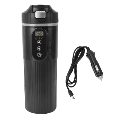 Obrázek produktu pro Rychlovarná konvice do auta s LED ukazatelem teploty (25-100 °C), 500 ml, odolná proti úniku, nerezová ocel 304, ideální na mléko, čaj a kávu.