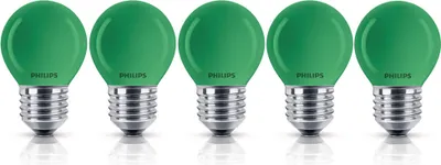 Produktbild von 5 x Philips Tropfen Glühbirne 15 Watt E27 grün Glühlampe Deco Glühbirnen P45