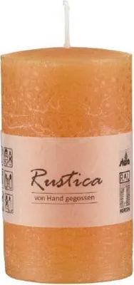 Produktbild von Rustikale durchgefärbte Kerze Orange, 50 x 50 mm, Stumpenkerze, rußarm, tropffrei, RAL Kerzengüte Qualität