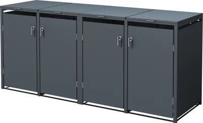 Produktbild von ML-Design 4-košový box na 4 koše, 240 l, 264x80x116,3 cm, antracit, oceľ, odolný voči poveternostným vplyvom/uzamykateľný
