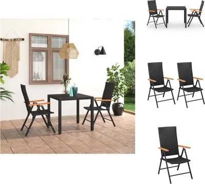 Produktbild von vidaXL 3-tlg. Garten-Essgruppe Schwarz und Braun -  Gartenmöbel-Sets