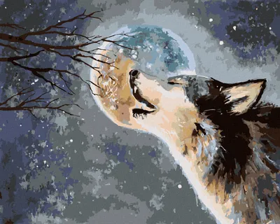 Produktbild von Zuty - Malen nach Zahlen - DER WOLF HEULT DEN MOND AN, 40x50 cm, mit Keilrahmen (bereits gespannt)