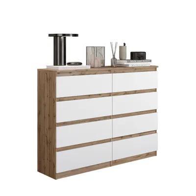 Immagine prodotto di GABRIEL - Cassettiera / credenza con 8 cassetti - rovere Wotan / bianco opaco H92 cm × L120 cm × P33 cm
