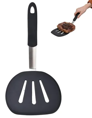 Produktbild von Silikon-Pfannenwender - Hitzebeständiger Schlitzspachtel - Zum Wenden von Fisch, Eiern, Steak und Pfannkuchen - 31,2 cm Länge