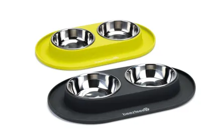 Produktbild von Beeztees Dinerset Silikon, Edelstahl, Größe:2x 500 ml / anthrazit