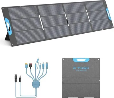 Zdjęcie produktu dla Przenośny panel solarny 220W - napięcie wejściowe 26V - wymiary 61x59x4 cm - do użytku podczas kempingu i w sytuacjach awaryjnych