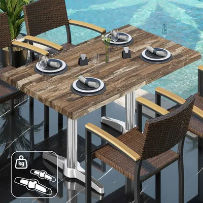 Produktbild von WBC | Bistro Außen Tisch | B: T: H: 120 x 70 x 80,5 cm | Vintage Old / Aluminium | Rechteckig | Zusatzgewicht | Bistrotisch Gastro Tisch