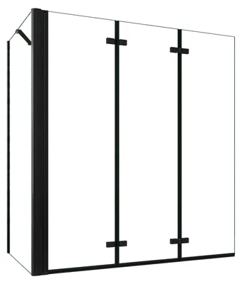Produktbild von Duschspa 130x140cm Schwarz Badewanneaufsatz 3-teilig Faltwand 6mm ESG Nanoglas Duschwand mit 80cm Seitewand