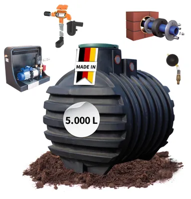 Immagine prodotto di Serbatoio interrato / serbatoio per acqua piovana Mono Haus-Premium Set 5.000L 4Rain 295057, Immagine generata dall'IA