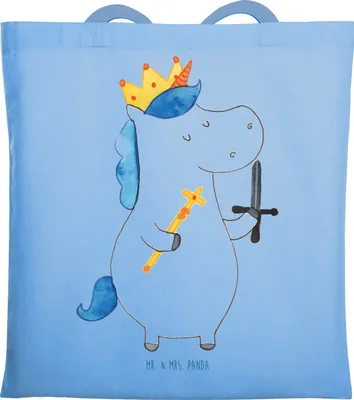 Produktbild von Mr. & Mrs. Panda Schultasche Einhorn König mit Schwert - Sky Blue - Geschenk, Tote Bag, Laptoptasche, Unicorn, Einhörner, Mittelalter, Ritter, Tasche, Shopping