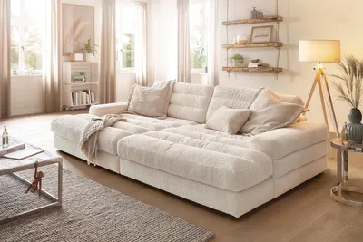Produktbild von KAWOLA Big Sofa LANA Stoff weiß