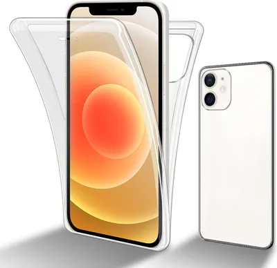 A clear product shot of a transparent phone case and a phone.