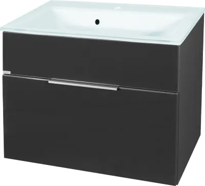Produktbild von Fackelmann KARA Badmöbel Set 2-teilig, 80 cm, Anthrazit, Glas weiß, 1 Schublade