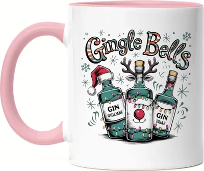 Produktbild von Gingle Bells Tasse rosa Gin Gin-Trinker Gin-Liebhaber Weihnachten Geschenkidee