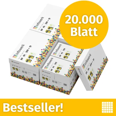 Produktbild von Druckerpapier Kopierpapier 20000 Blatt 40 x 500 A4 Premium Hochweiß CIE 160  PEFC