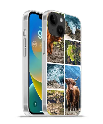 Produktbild von MuchoWow® Handyhülle Schutzhülle Hülle für Apple iPhone 14 - Softcase Schottische Highlander - Natur - Collage Silikon Softcase Handy Hülle - Mobiltelefonhülle