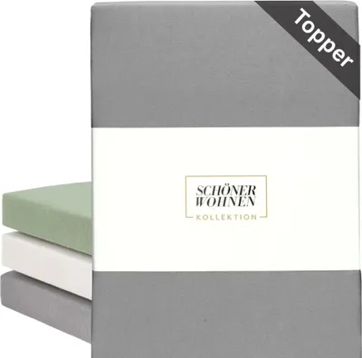 Image de Collection SCHÖNER WOHNEN Drap-housse BASIC Gris 180 x 200 cm