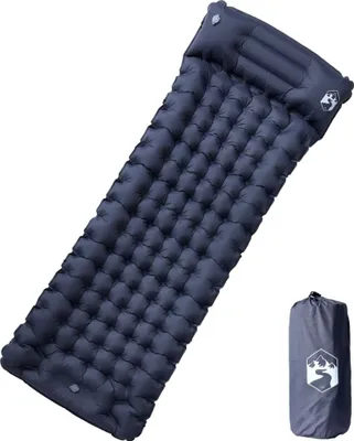 Image de Matelas de camping autogonflant avec oreiller 1 personne gris