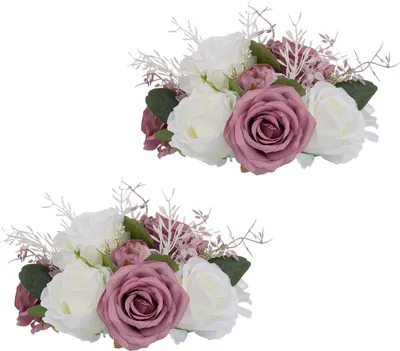 Immagine prodotto di Set di composizioni floreali di rose artificiali bianche e rosa 10 pezzi