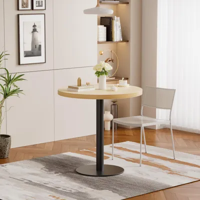 Obrázok produktu pre TWSOUL jedálenský stôl Okrúhly jedálenský stôl 80 cm, moderný drevený kuchynský stôl s robustnou kovovou podnožou, ideálny do kuchyne, obývačky a na balkón