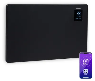 Image de Klarstein Radiateur Electrique Smart à Faible Consommation d'Energie, 1500W Chauffage Electrique d'Intérieur avec Thermostat, Chauffage d'Appoint Portable avec Roulettes, Radiateurs Mural Silencieux
