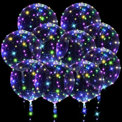 LED-Ballons 10er-Pack 61 cm transparent mit Lichterkette