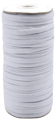 Elastisches Kordelband, 70 m, 6 mm, geflochten, weiß