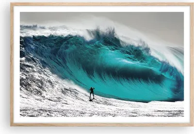 Produktbild von Gerahmtes Poster - Rahmen in heller Eiche - Surfen Welle Türkis - 91,5x61 cm - Wand Bild - Wanddeko - Wandbilder - Wandposter - Bilderrahmen - Bilder - Kunstdruck - Wandbild - P2NAA91x61-4351