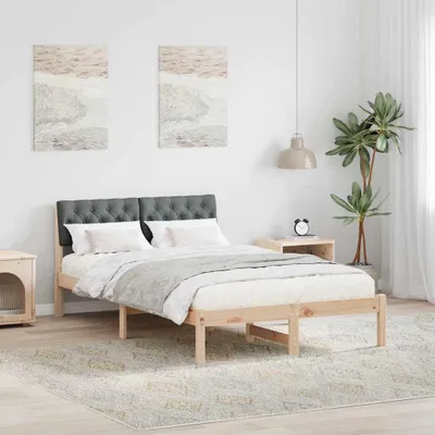 Immagine prodotto di Maison Exclusive - Letto marrone e grigio scuro 120 x 190 cm in legno massello di pino
