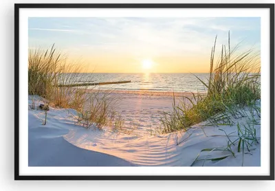 Produktbild von Gerahmtes Poster - Schwarzer Rahmen - Düne Strand Meer - 91,5x61 cm - Wand Bild - Wanddeko - Wandbilder - Kunstposter - Wandposter - Bilderrahmen - Bilder - Kunstdruck - Wandbild - P2BAA91x61-3989