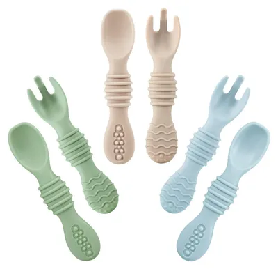 Produktbild von Babylöffel Babybesteck Silikonlöffel - Silikon - 6 Stück - Selbstständiges Essen - Ab 4 Monaten